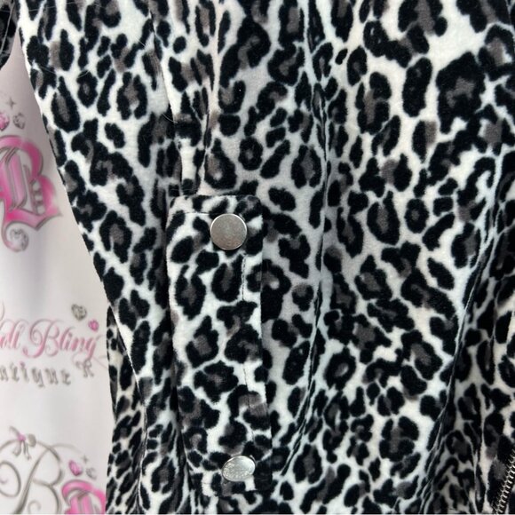 Jones Studio sweater zip up cheetah animal print black White Leopard Print Top - Picture 5 of 12